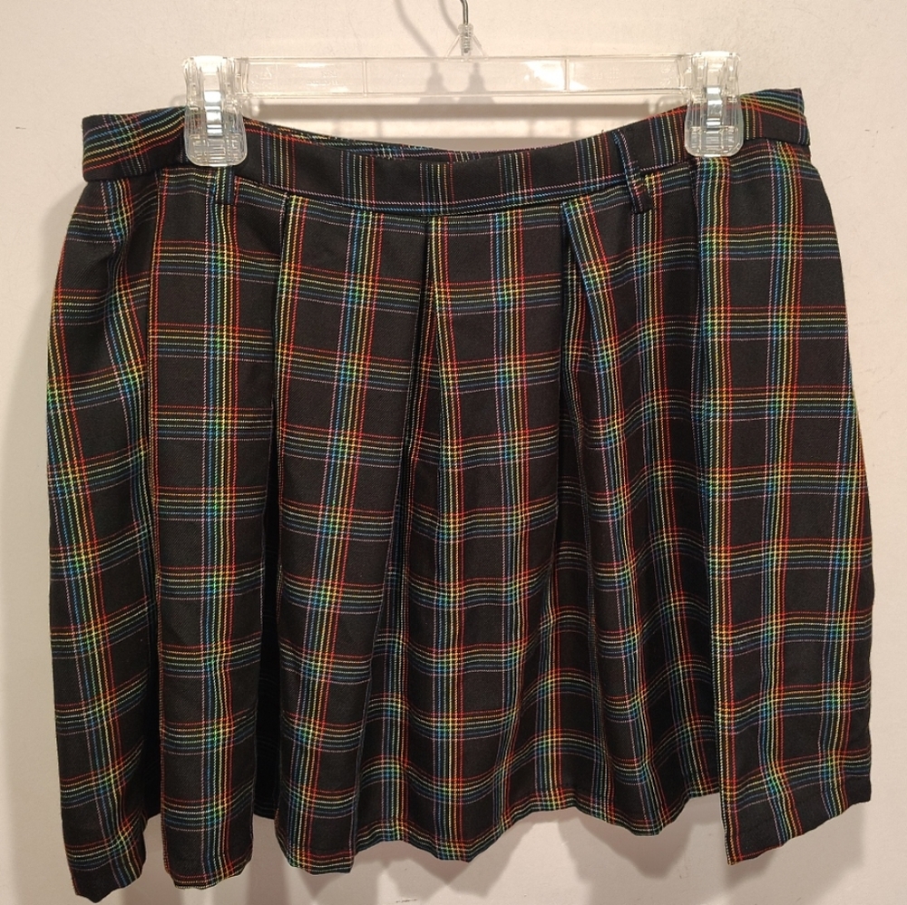 Plaid A-Line Skirt - Multicolor